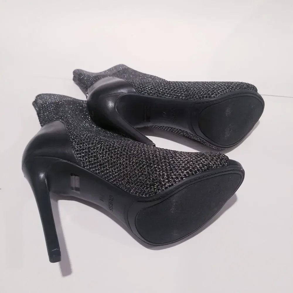 GUESS Shimmer Peep Toe Ankle Boots Stiletto Heels Party Shoes